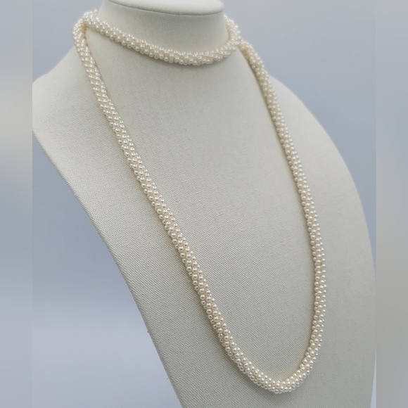 Vintage Faux Pearl Rope Necklace #583 - Picture 2 of 9